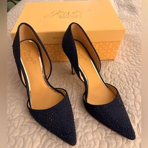 Jewel Badgley Mischka Navy blue Embellished Heels 8.5 stilettos